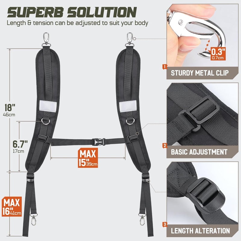 Pitozer Store Backpack Straps, Backpack Shoulder Strap for bags strap Replacement Padded Strap Adjustable with Metal/Plastic Clips - Image 2
